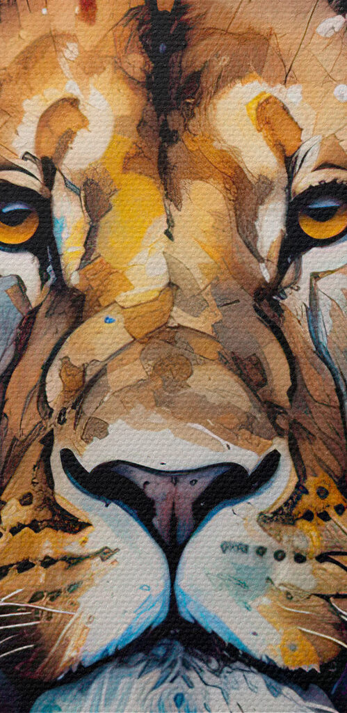 Lion painting of a face