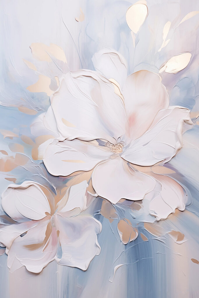 Painting of flowers on a white surface Painting of flowers on a white surface
