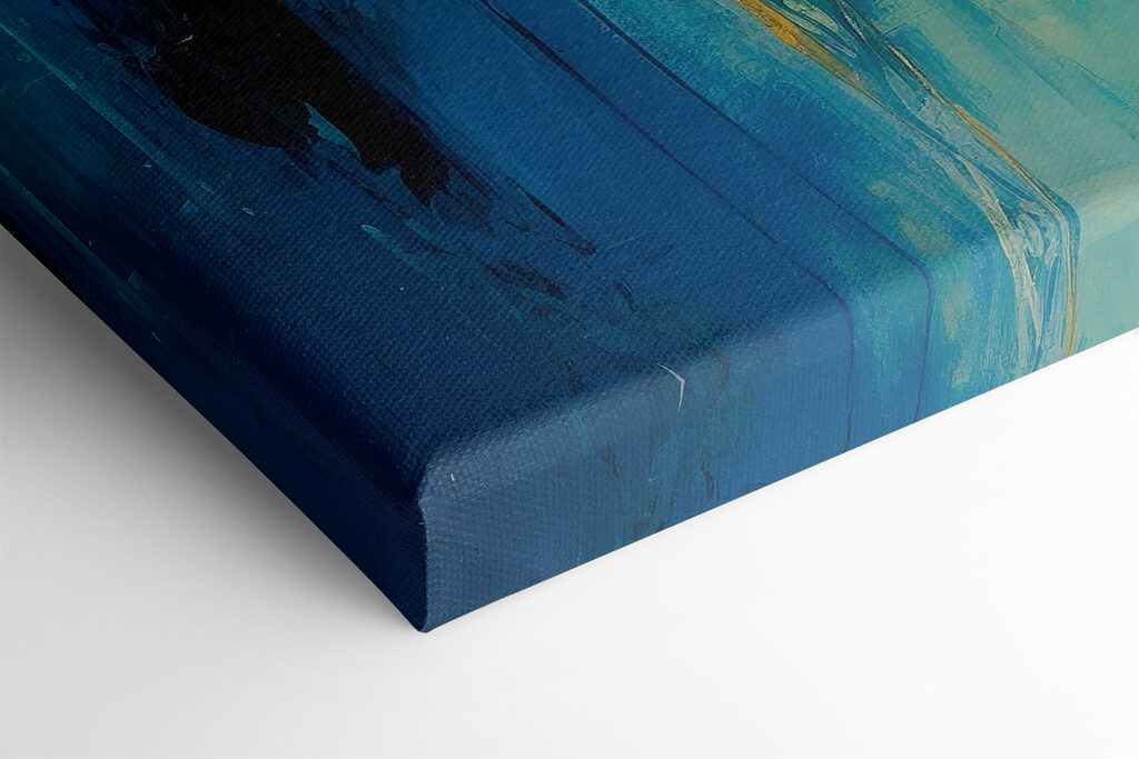 Painting of people in yellow and blue