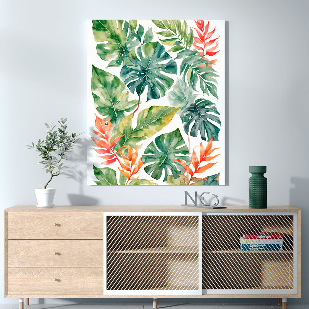 Group of green and orange leaves Group of green and orange leaves