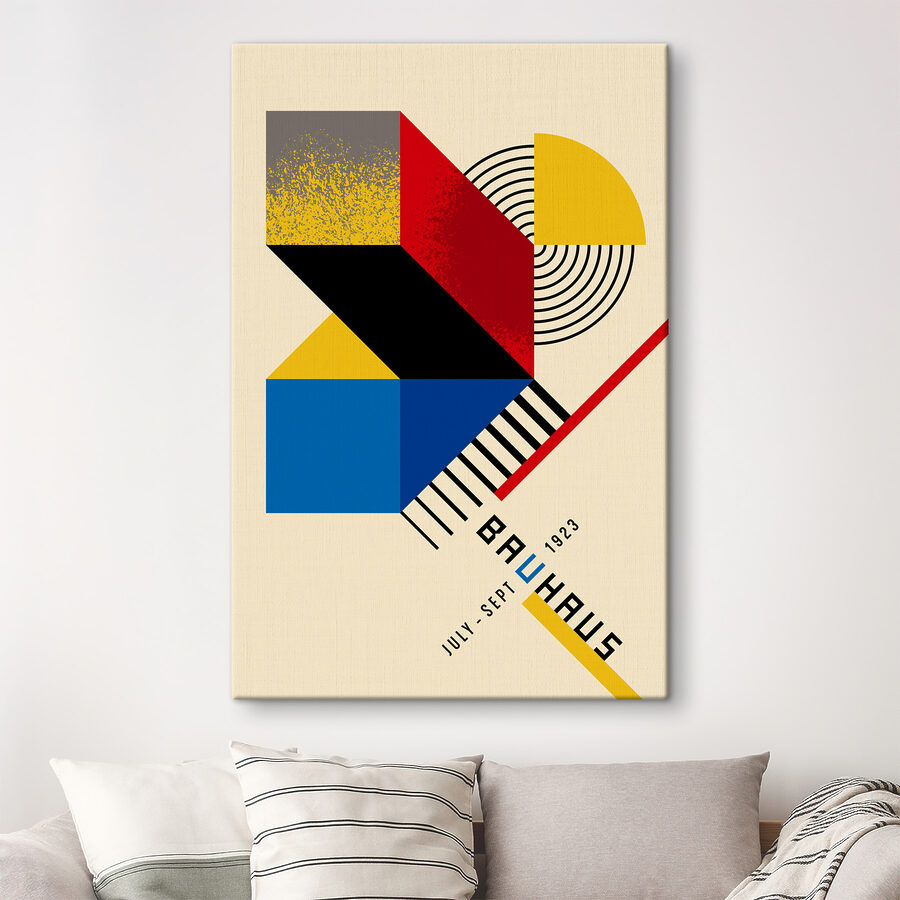 Design geometric colorat cu negru și roșu și galben