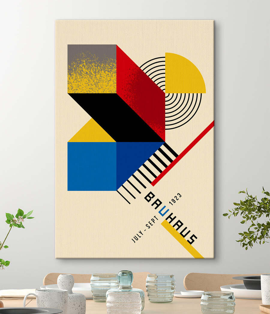 Design geometric colorat cu negru și roșu și galben
