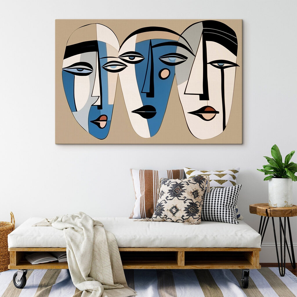 Group of faces painted on a wall Group of faces painted on a wall