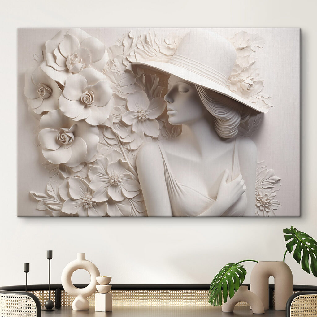 Statue of a woman wearing a hat