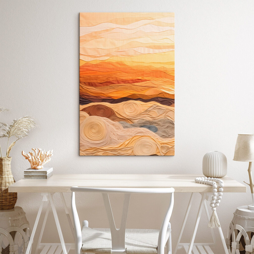 Art piece of fabric with wavy lines