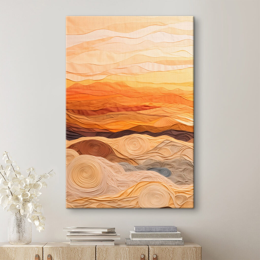 Art piece of fabric with wavy lines