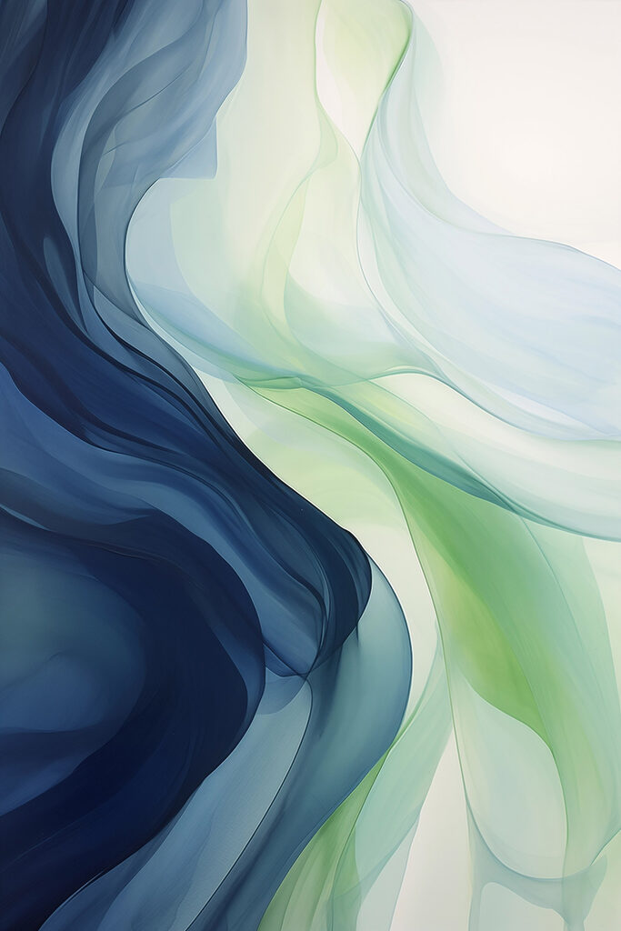 Fluid waves of blue and green