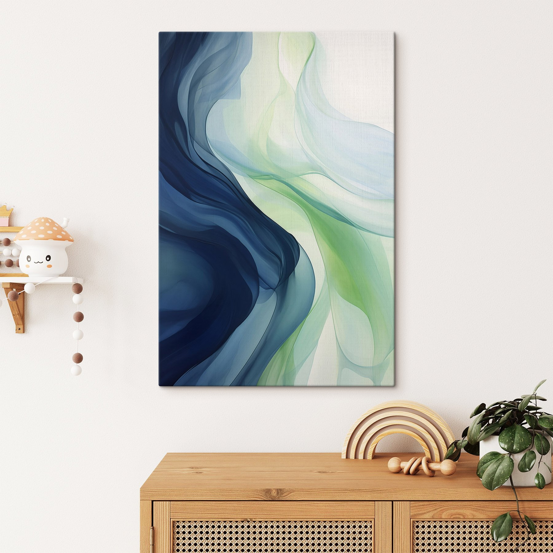 Fluid waves of blue and green