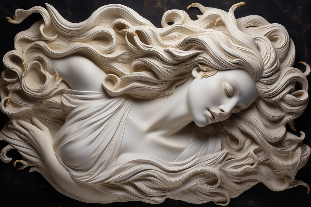 Statue of a woman with long hair Statue of a woman with long hair