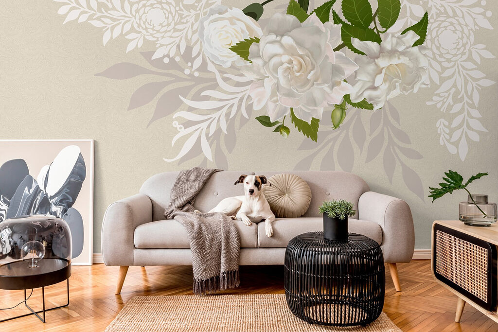 White flowers with green leaves White flowers with green leaves