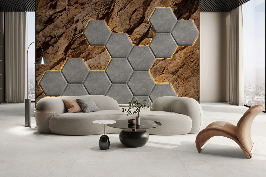 Stone hexagons on a rock