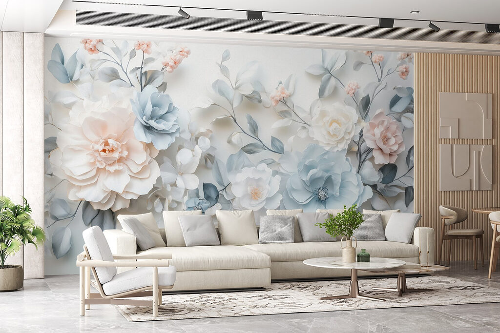 Group of flowers on a white surface