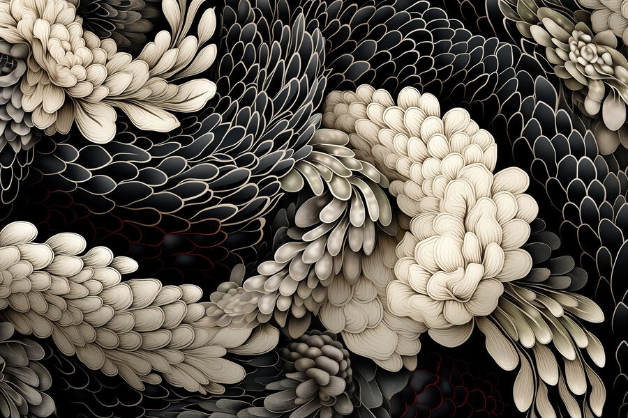 Design floral complicat în tonuri neutre