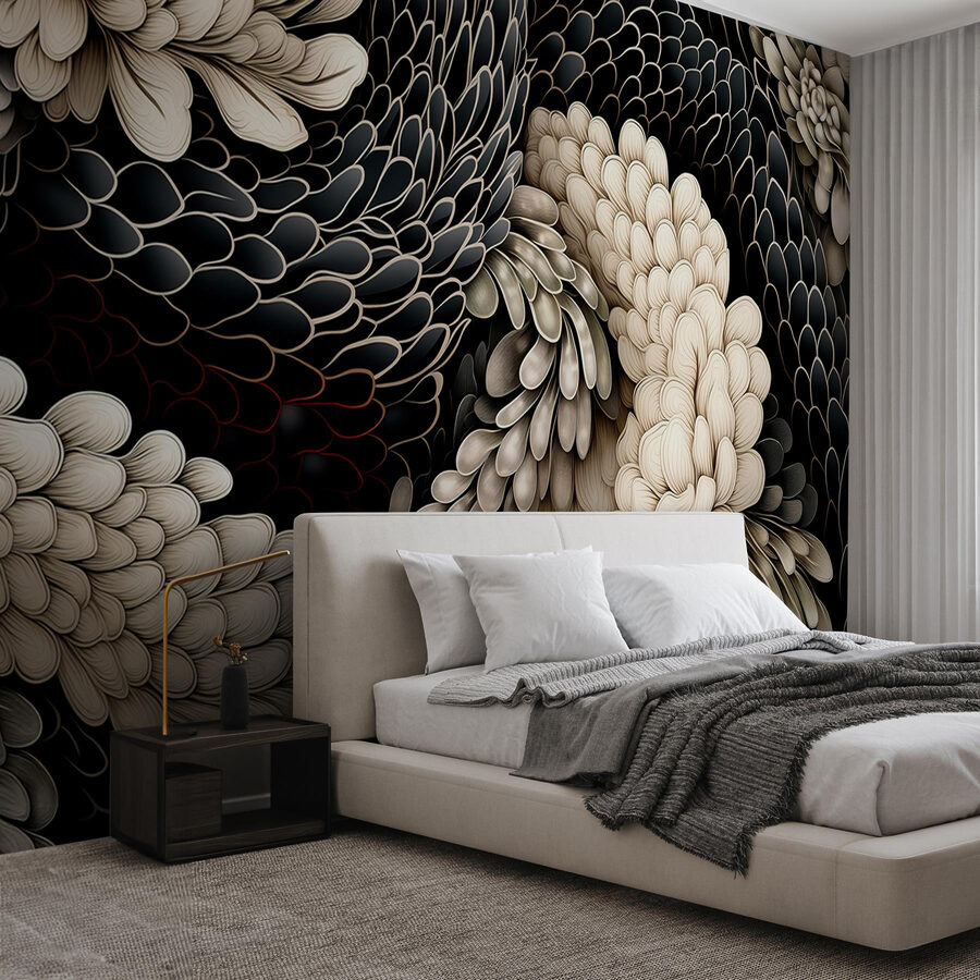 Design floral complicat în tonuri neutre