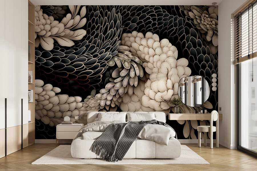 Design floral complicat în tonuri neutre