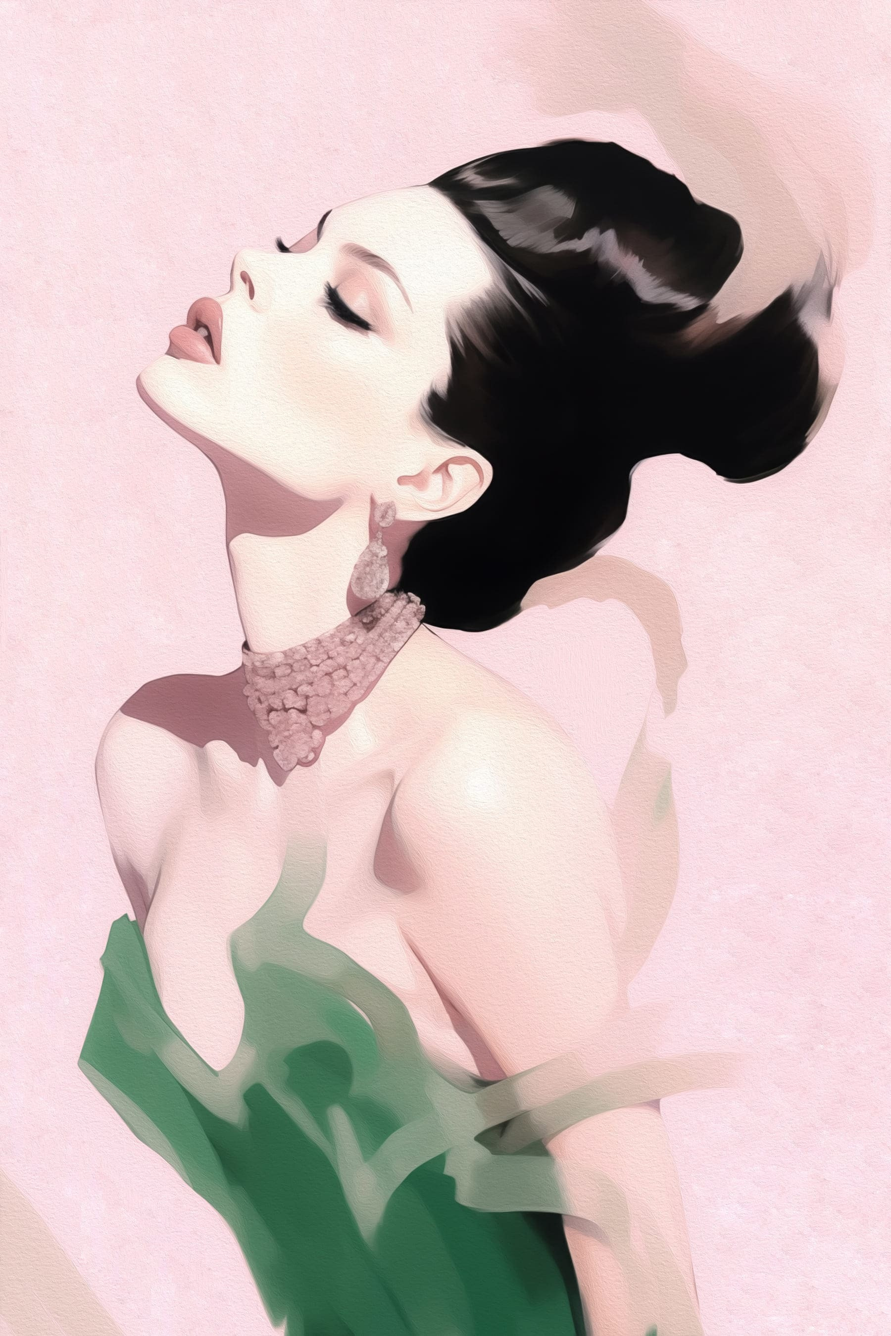 Woman with a high hair updo