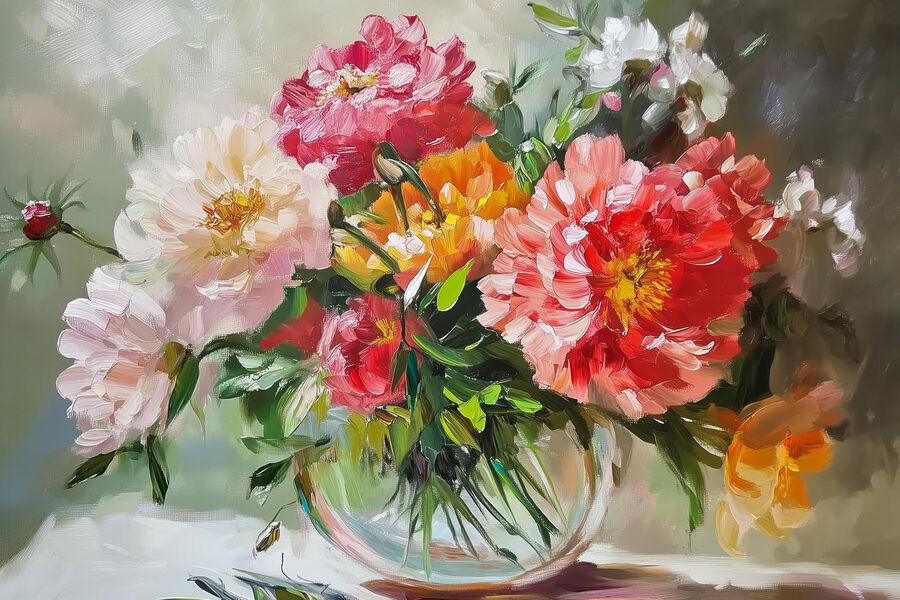 Pictura de flori într-o vază