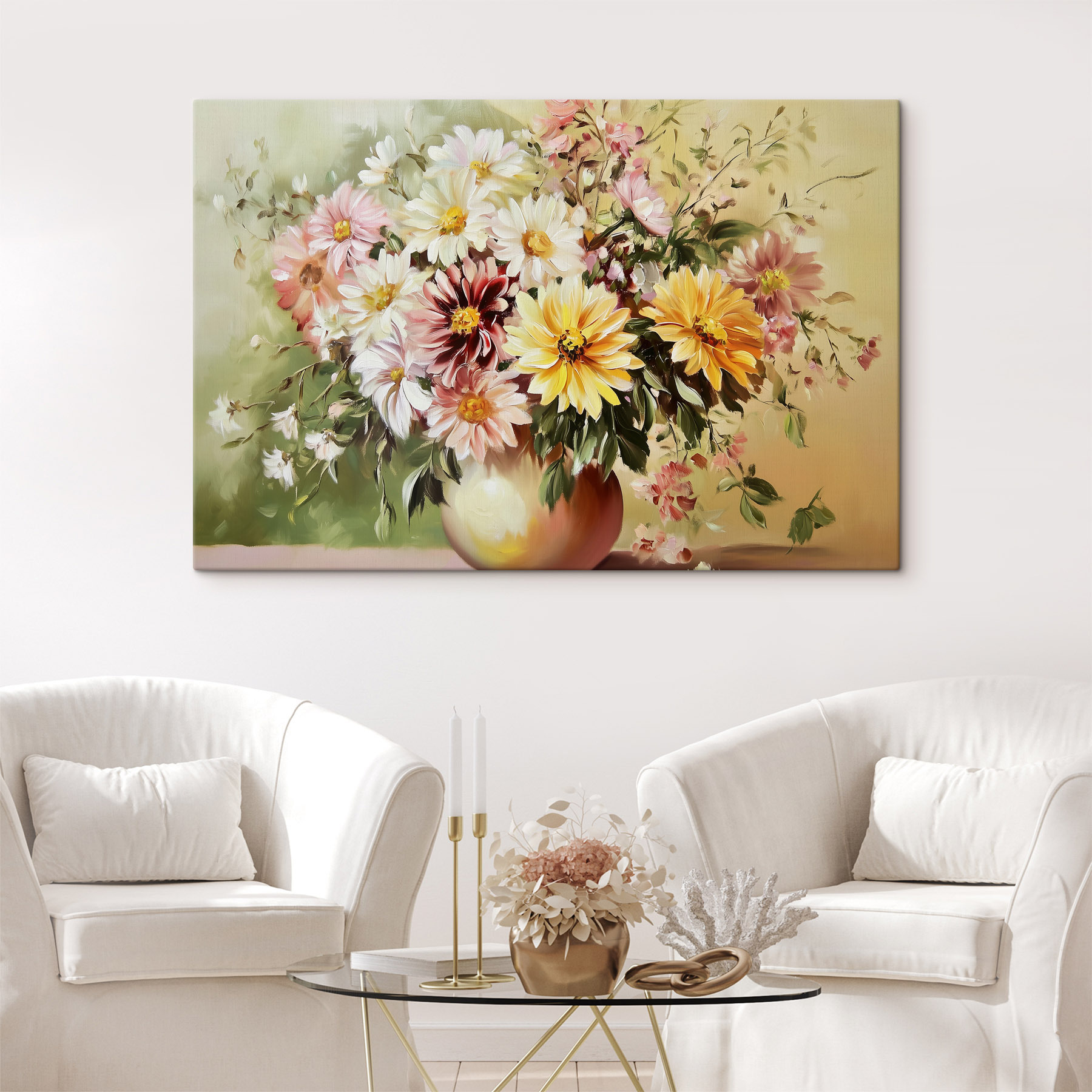 Painting of flowers in a vase Painting of flowers in a vase