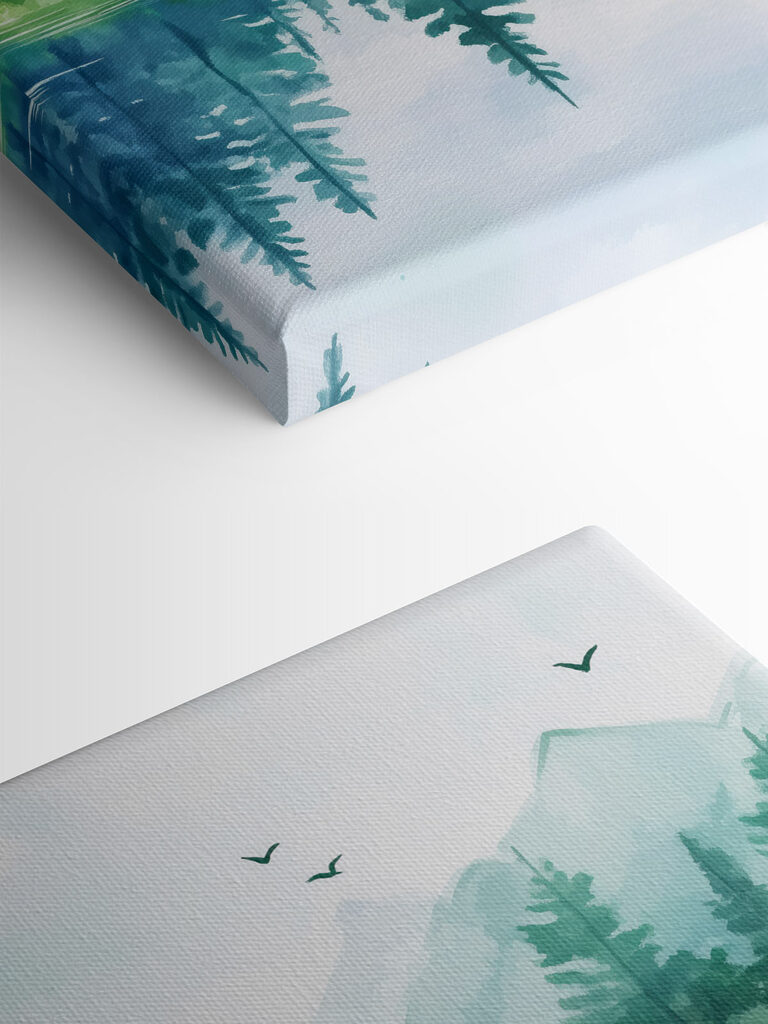 Water with trees and mountains in the background