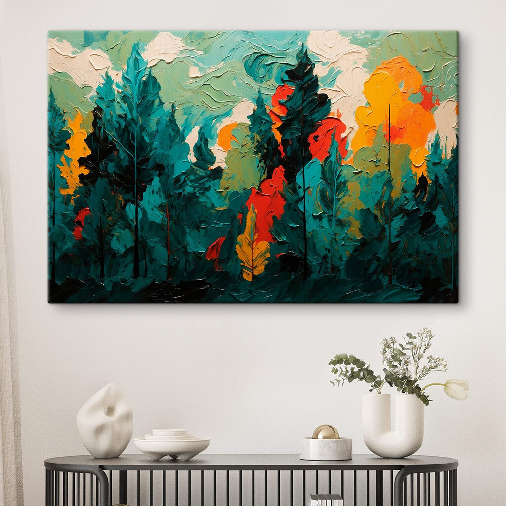 Painting of trees and sun Painting of trees and sun