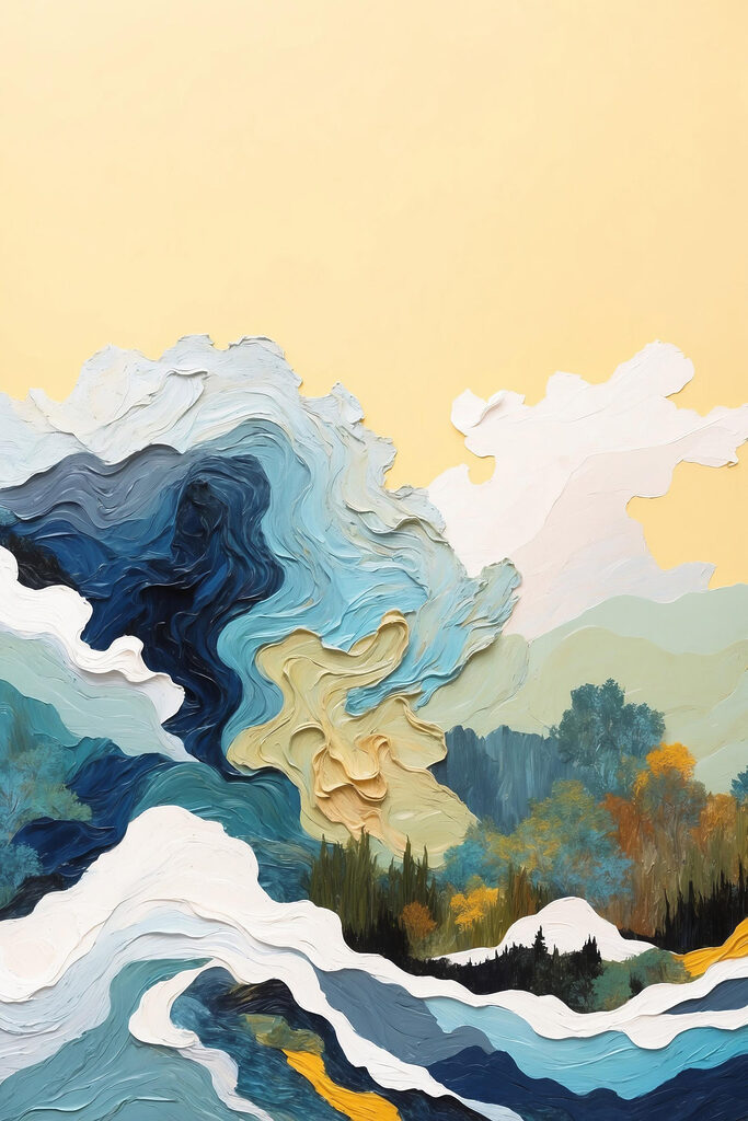 Painting of trees and clouds Painting of trees and clouds