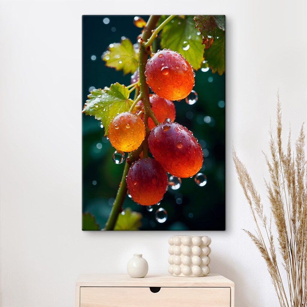 Bunch of grapes with water droplets on them