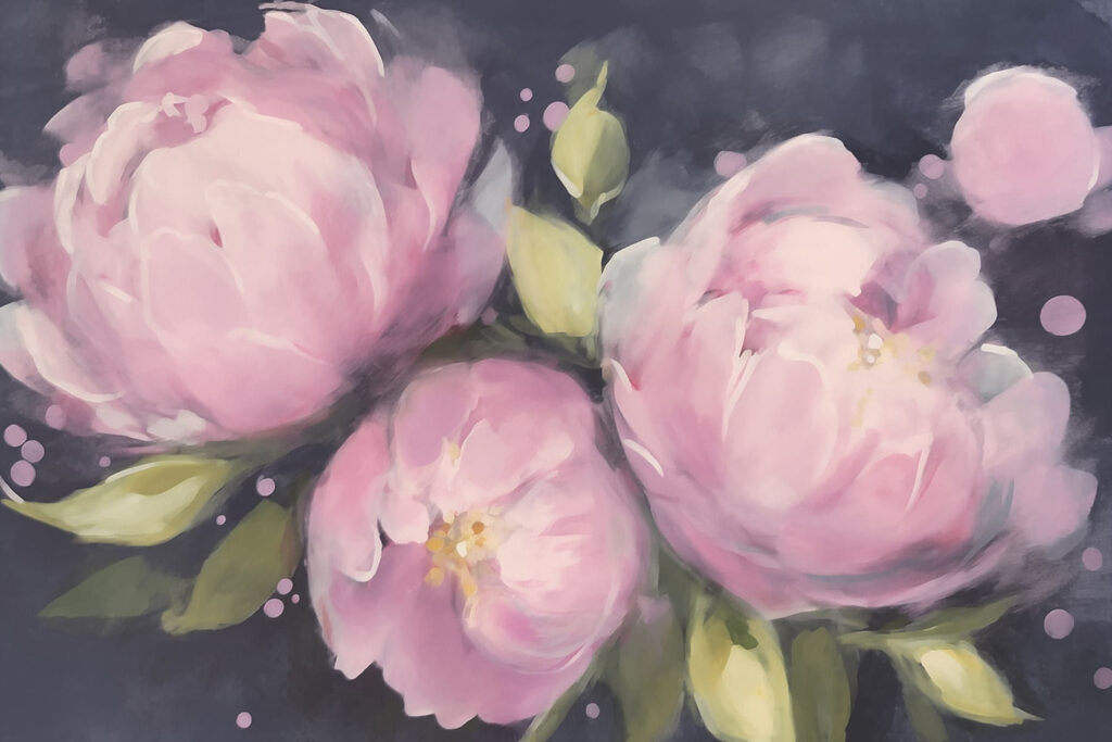 Painting of pink flowers