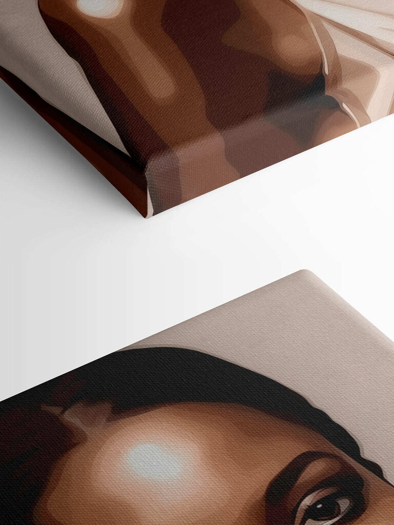 Woman with dark hair and a white tank top