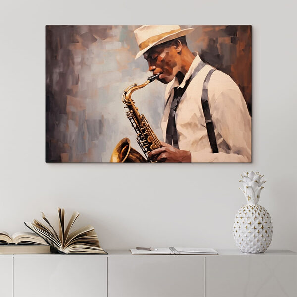 Bărbat care cântă la saxofon Bărbat care cântă la saxofon