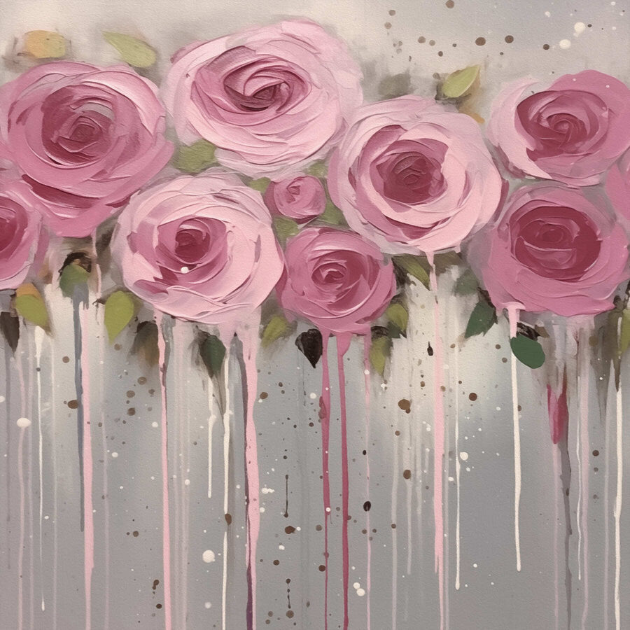 Pictura de flori roz