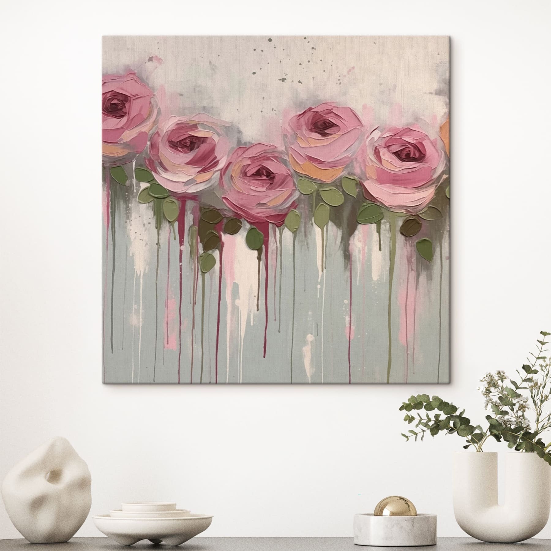 Painting of pink roses