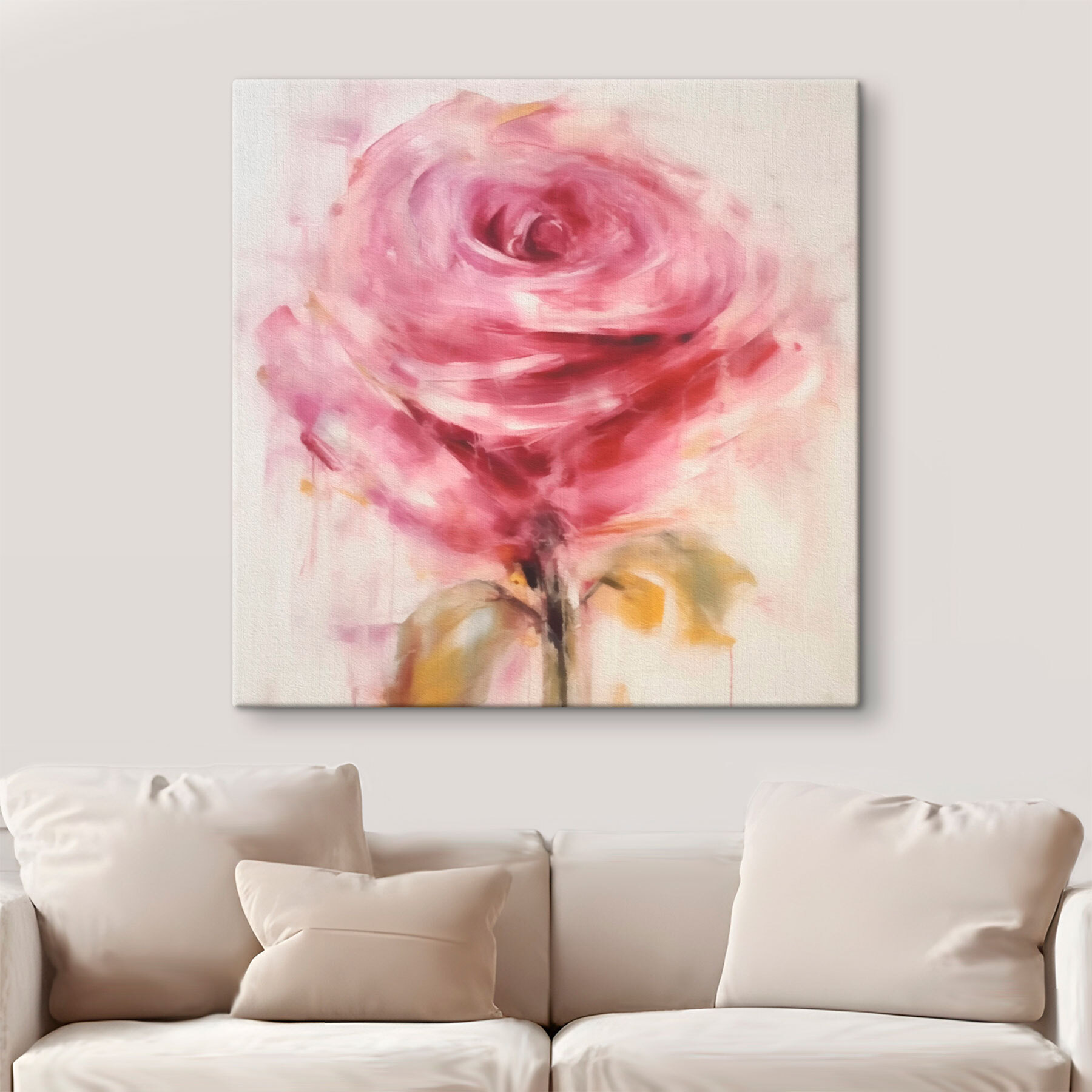 Painting of a pink rose