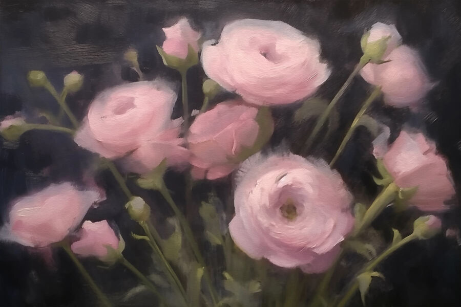 Pictura de flori roz