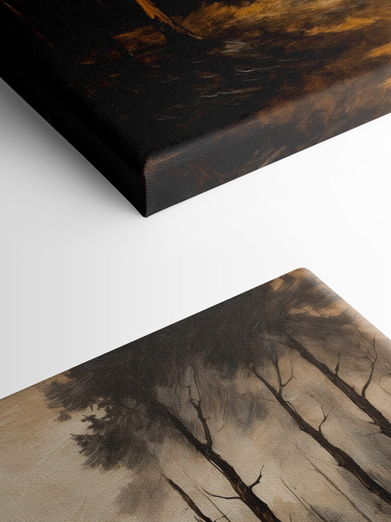 Painting of a forest with trees