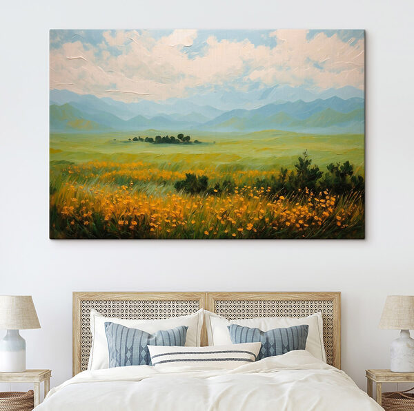 Field of flowers and mountains Field of flowers and mountains