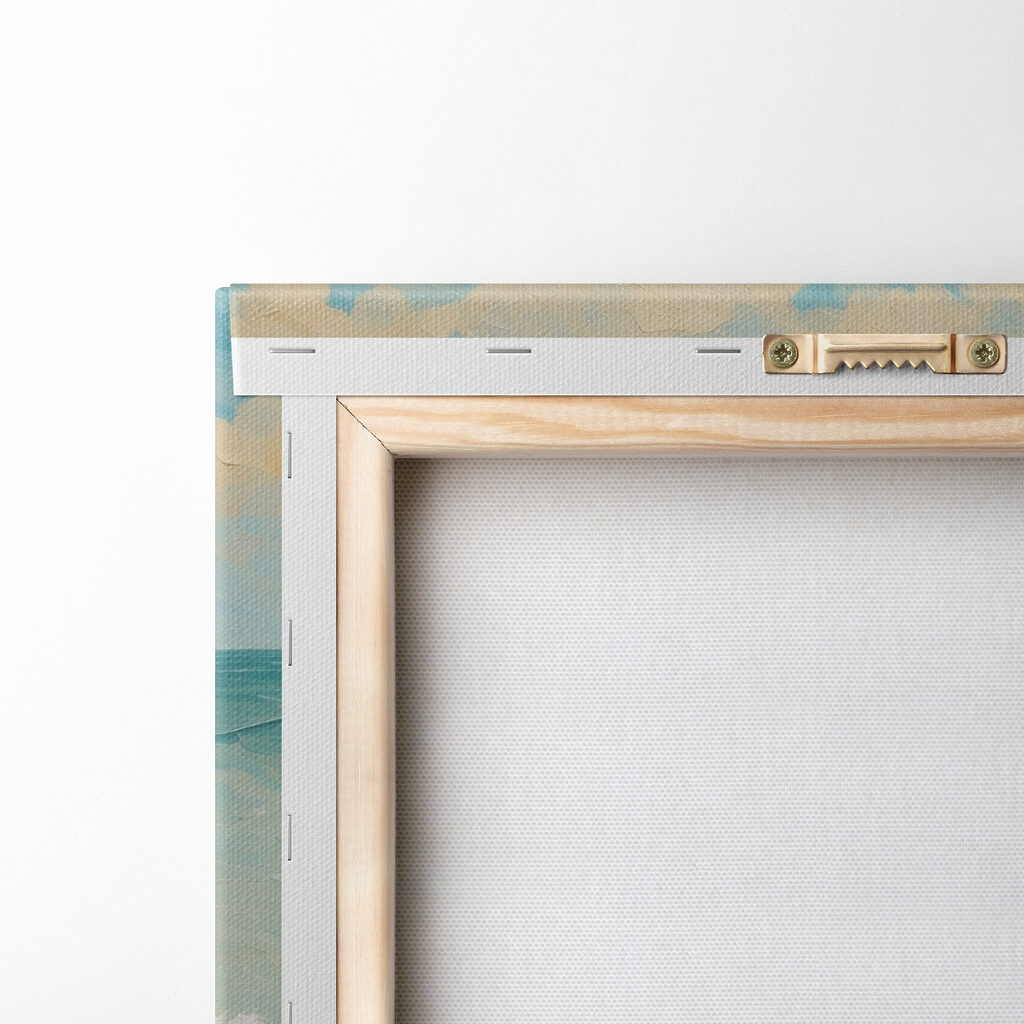 Painting of waves crashing on rocks