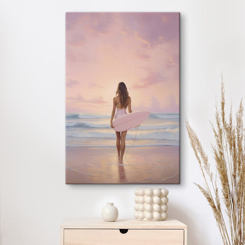 Woman in a swimsuit holding a surfboard on a beach Woman in a swimsuit holding a surfboard on a beach