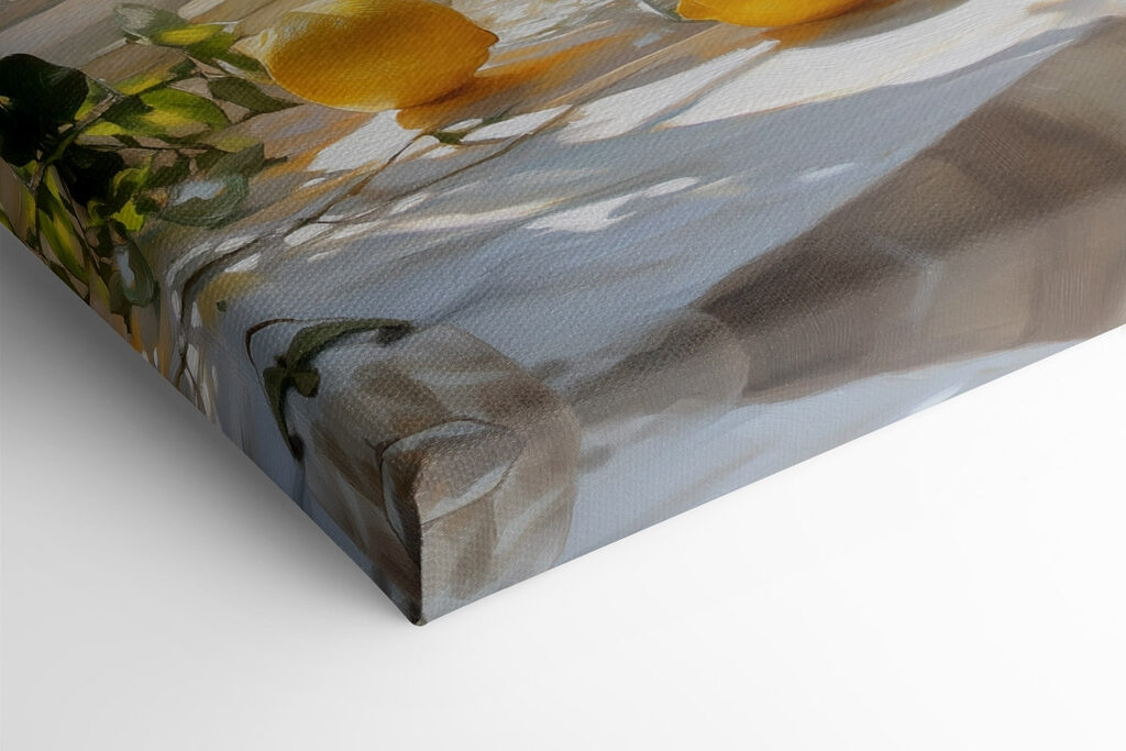 Yellow flowers in vases with lemons