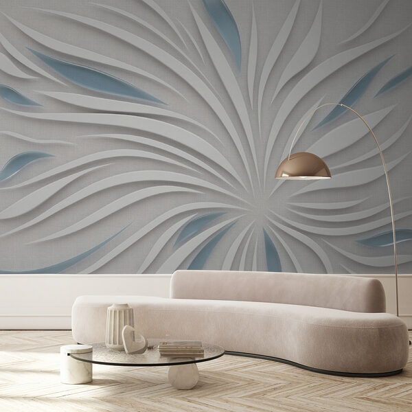 Design alb și albastru pe o suprafață gri Design alb și albastru pe o suprafață gri