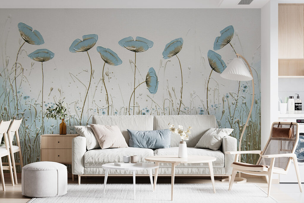 Painting of flowers in a field