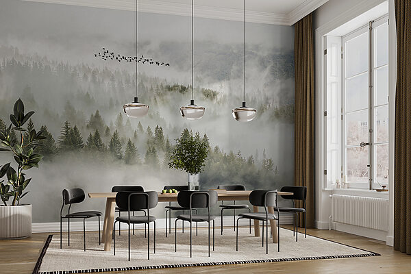 Birds flying over a forest Birds flying over a forest