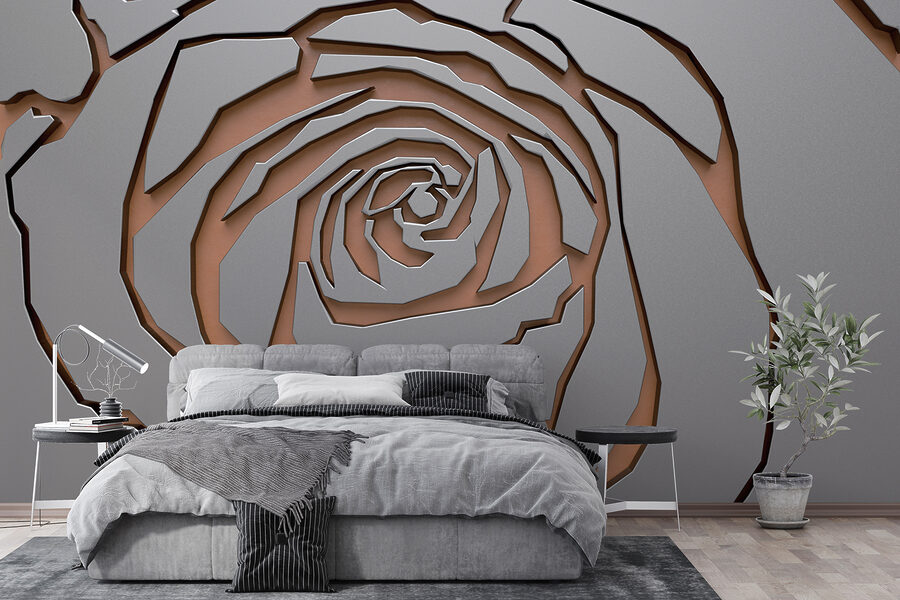 Design abstract de trandafir în textură metalică