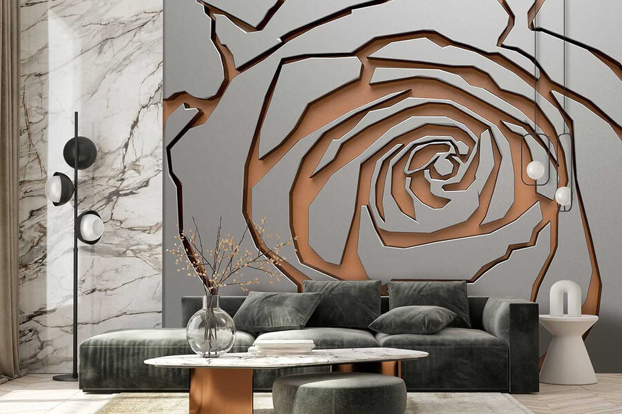 Design abstract de trandafir în textură metalică
