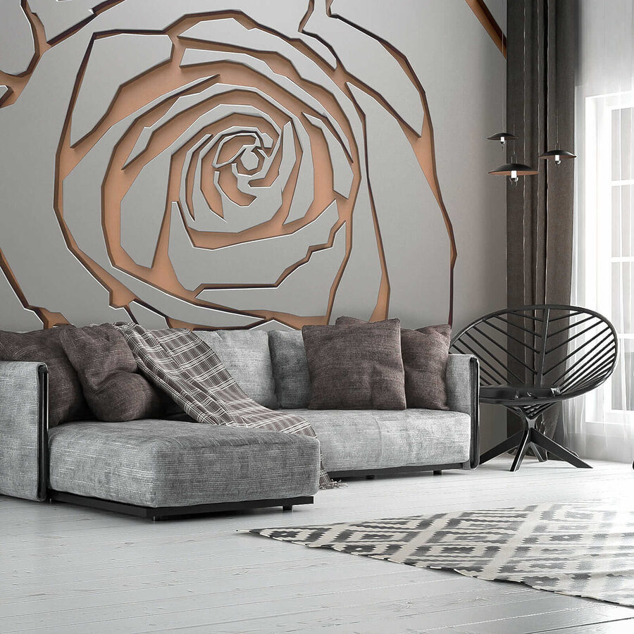 Design abstract de trandafir în textură metalică