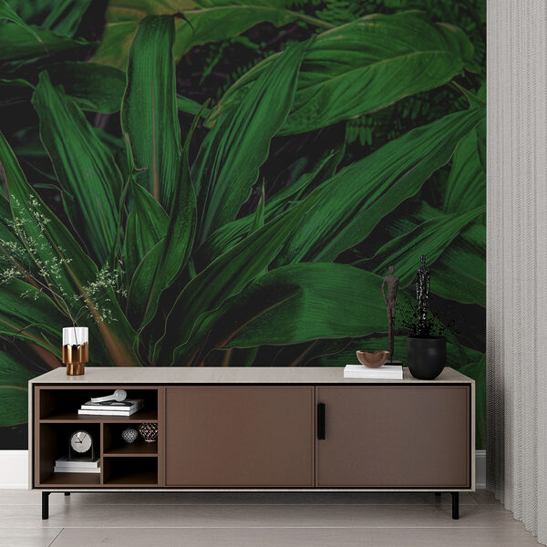Frunze tropicale luxuriante în verde vibrant Frunze tropicale luxuriante în verde vibrant