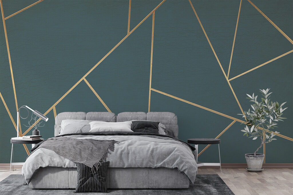 Abstract teal lines intersecting gracefully