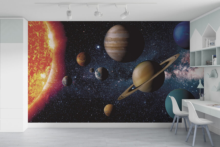 Fototapet Planete în spațiu cu stele și o stea strălucitoare - imagine 11