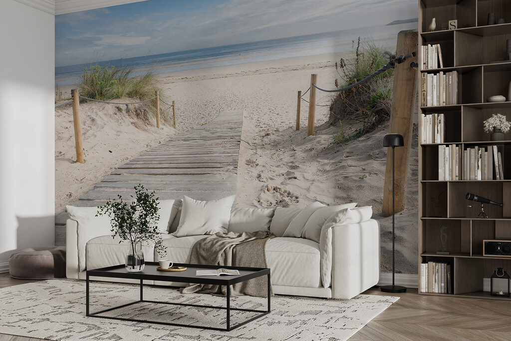Wooden walkway leading to a beach