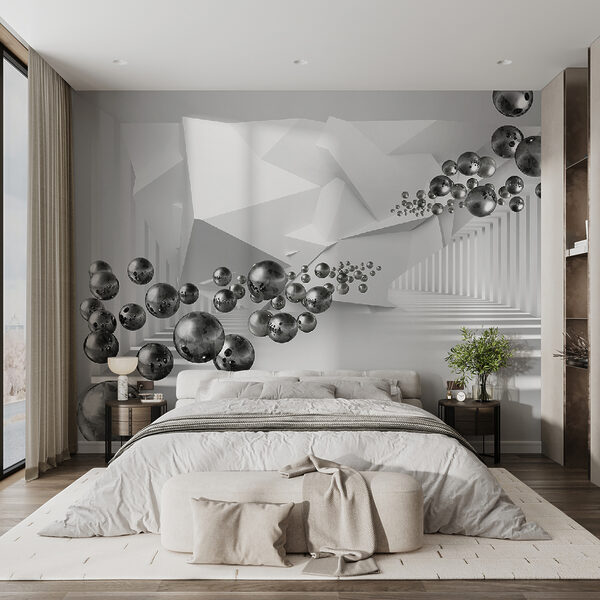 White room with white walls and white columns