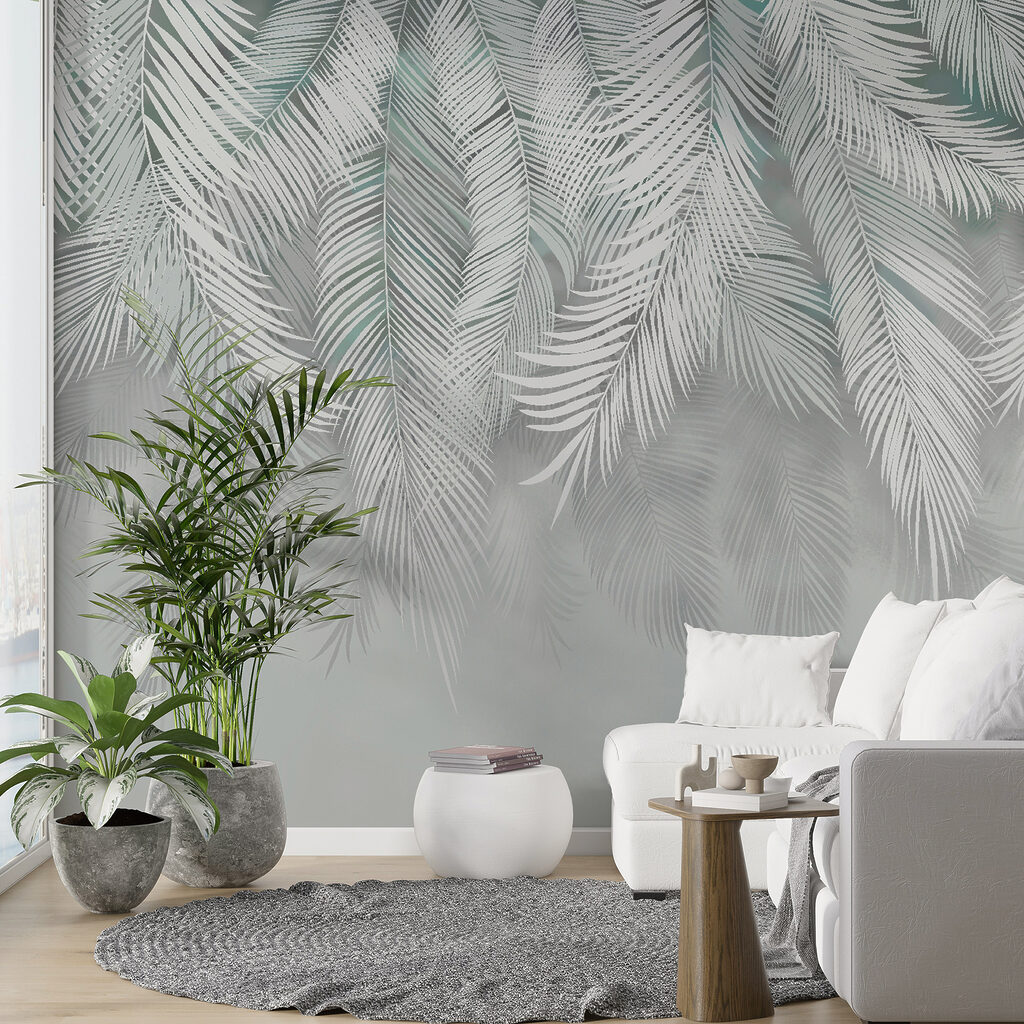 White leaves on a white background